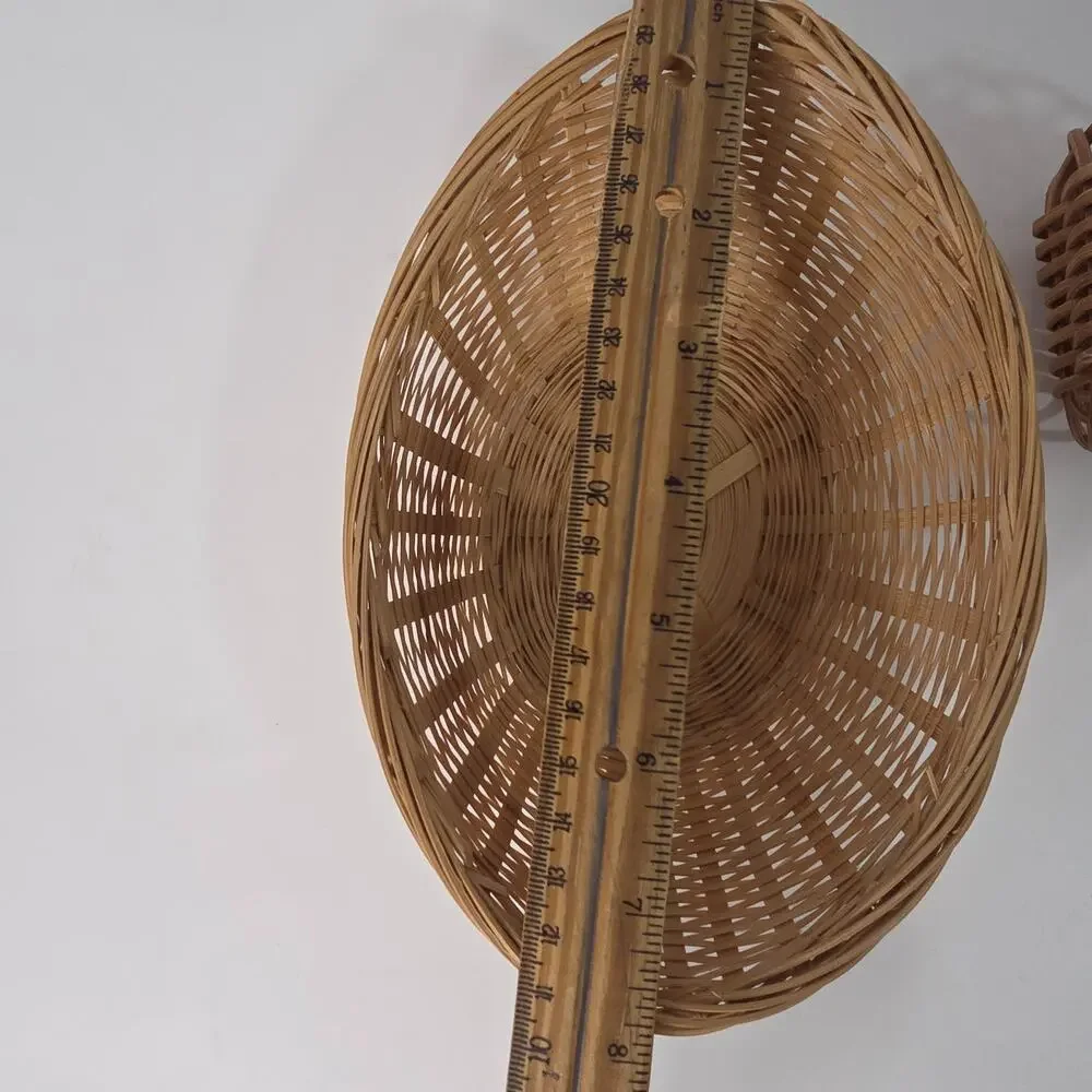 Natural Wicker Oval Basket & Woven Napkin Ring Boho Cottagecore Decor